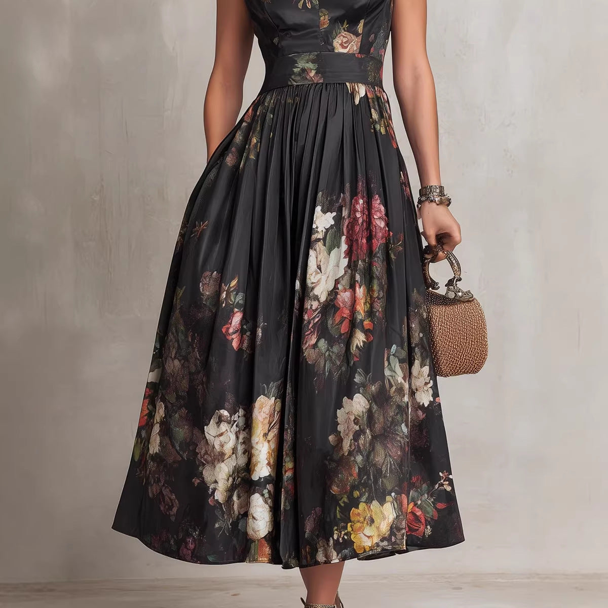 Sleeveless Printed Slim-fit Dress For Women