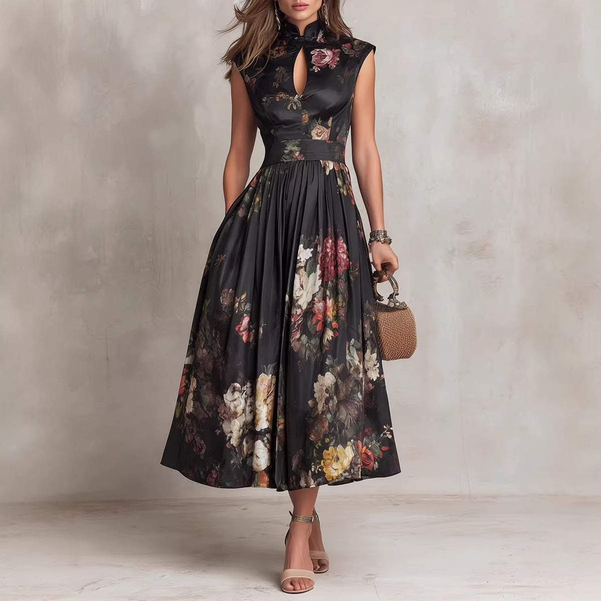 Sleeveless Printed Slim-fit Dress For Women