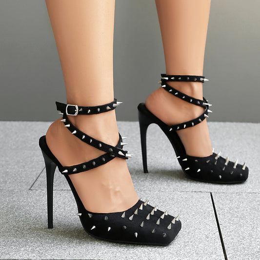 Fashionable Sexy Stiletto-Heel Rivet Closed-Toe Womens Sandals