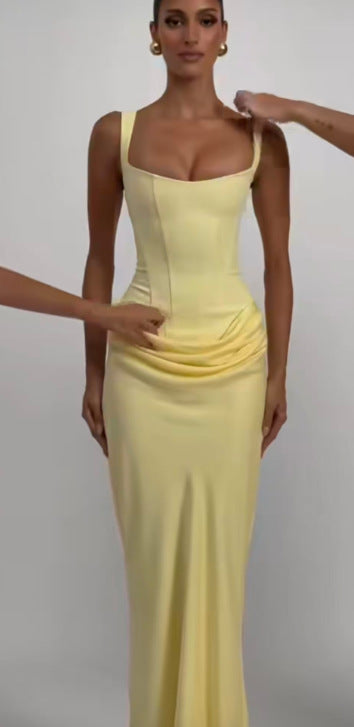 Elegant Strapless Long White Slip Dress For Women