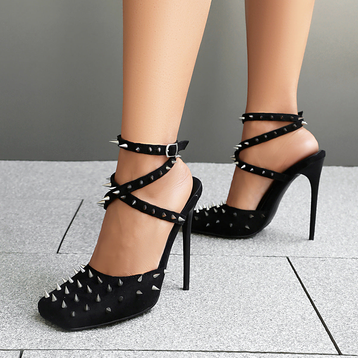 Fashionable Sexy Stiletto-Heel Rivet Closed-Toe Womens Sandals